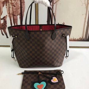 NWT 💋AUTHENTIC💋 LV NEVERFULL MM Cerise Monogram Bag Red